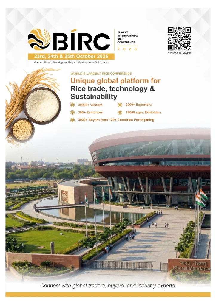 Bharat International Rice Conference (BIRC) 202623–25 October 2026 | Hall Nos. 4 & 5, Bharat Mandapam, New Delhi, India
