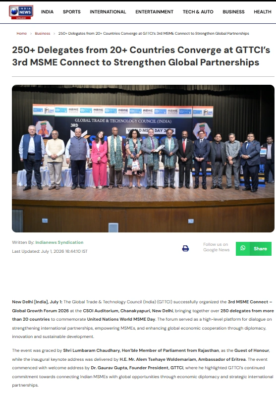 3rd MSME Connect Global Growth Forum:World MSME Day 2026